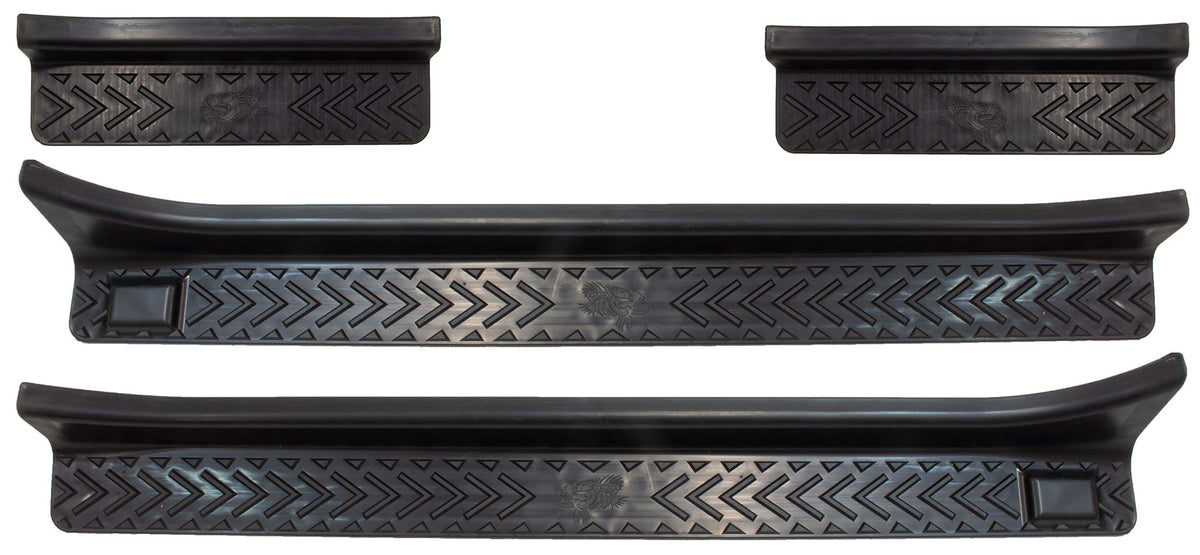 Jeep Wrangler JL JLU 2018-2024 Door Sill Guards - 4-Pack Black Carbon Fiber Entry Plate Covers - Self-Adhesive Protection