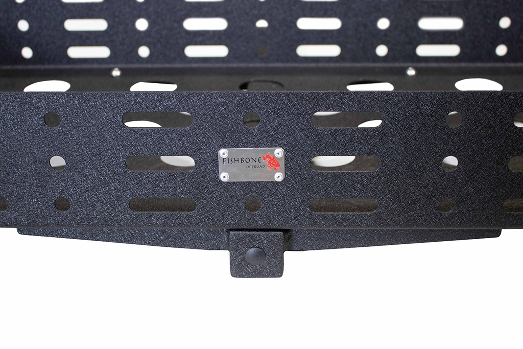 Close-up view of Fishbone Offroad's Universal Cargo Basket showcasing its durable two-stage powder coat.