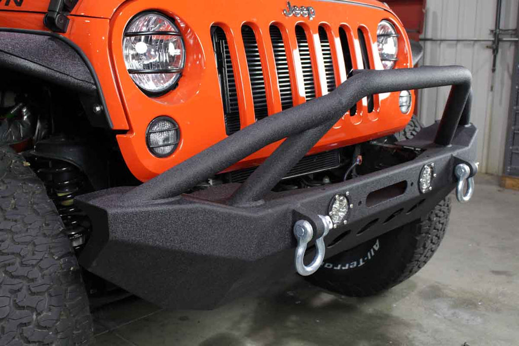 Fishbone Front Full Width Winch Bumper with LED's Fits 2007 to 2018 JK Wrangler, Rubicon and Unlimited
