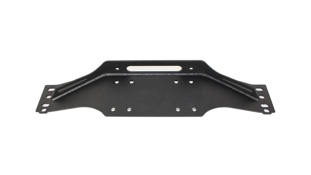 Fishbone Offroad Piranha Series Raised Winch Plate angled view on Jeep Wrangler.