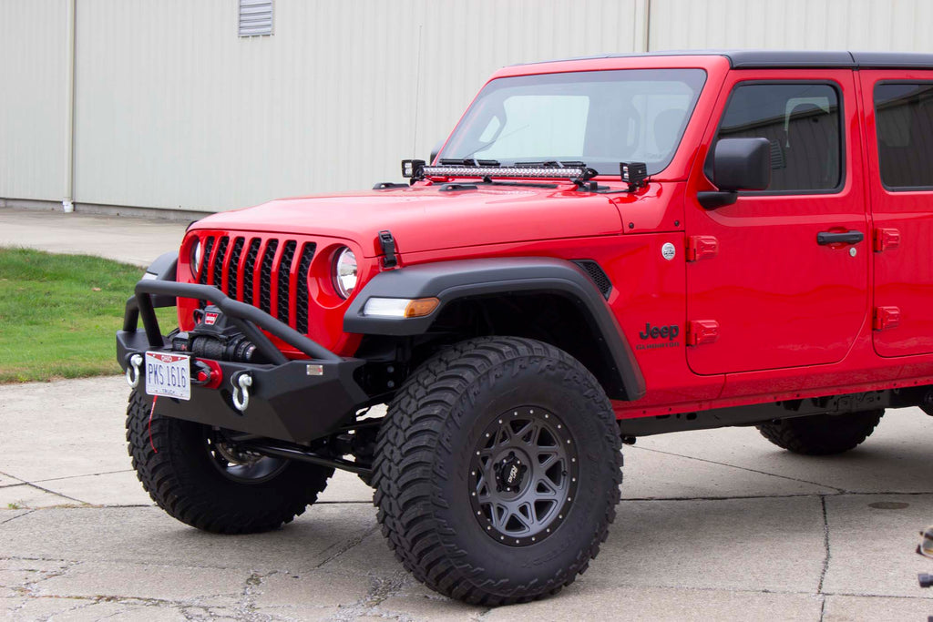 Fishbone Offroad black powder-coated fairlead license plate mount