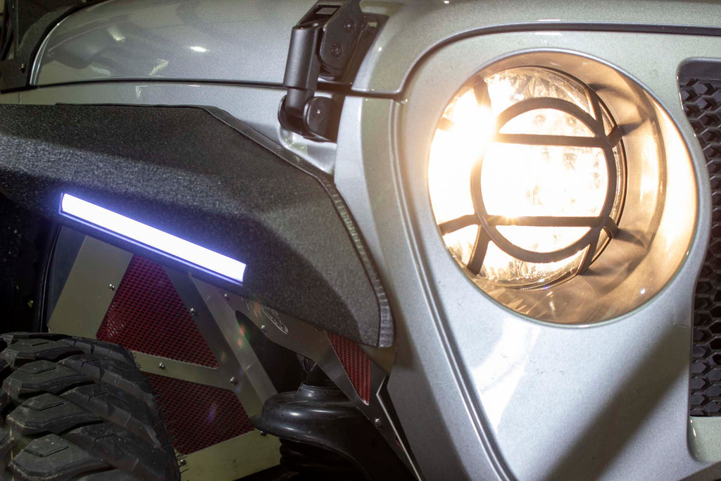 Fishbone Aluminum Headlight Guards Fits ‘18 - Current JL Wrangler, Rubicon and Unlimited, ‘20 - Current JT Gladiator