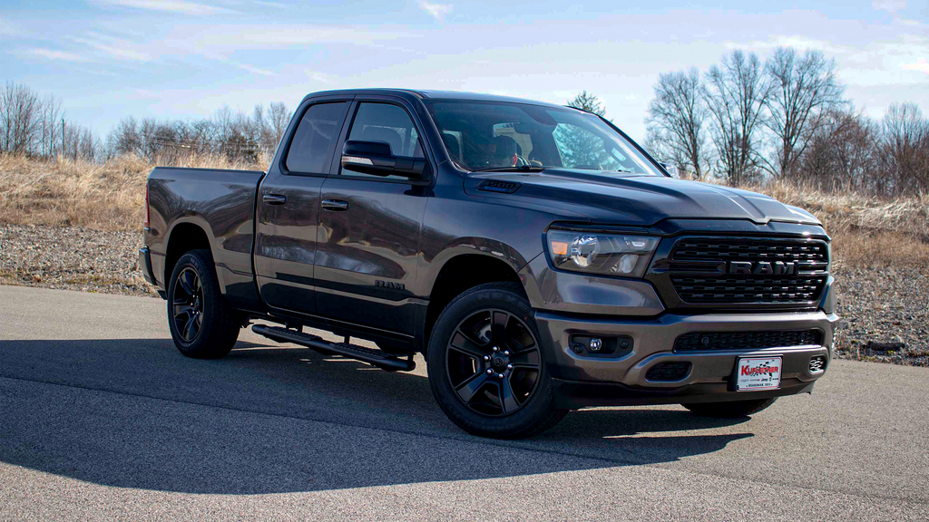 Fishbone's 5-inch oval side steps designed for Dodge Ram 1500 Crew Cab, with a distinct black textured finish and molded Fishbone grip step pad.