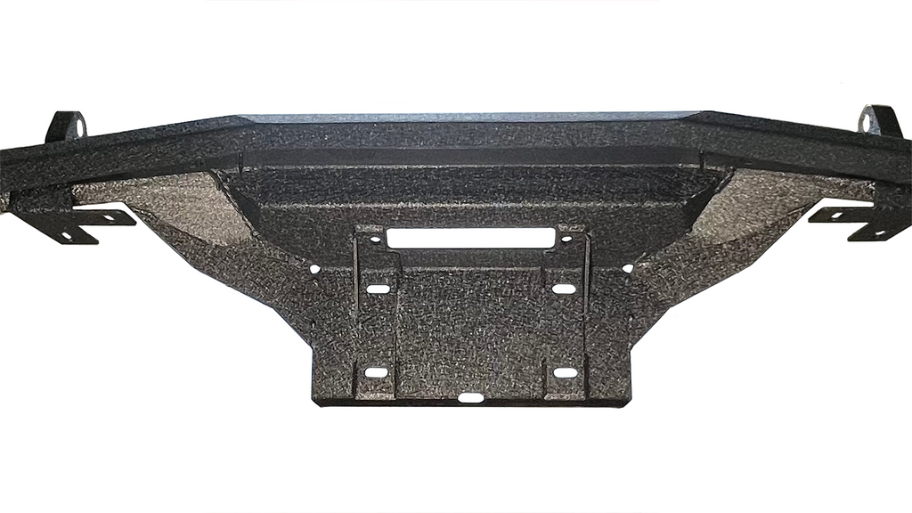 A raw steel rear bed mount designed for 2004-2012 Chevy Colorado and GMC Canyon, with a heavy-duty design and included support bracket for weld-on installation
