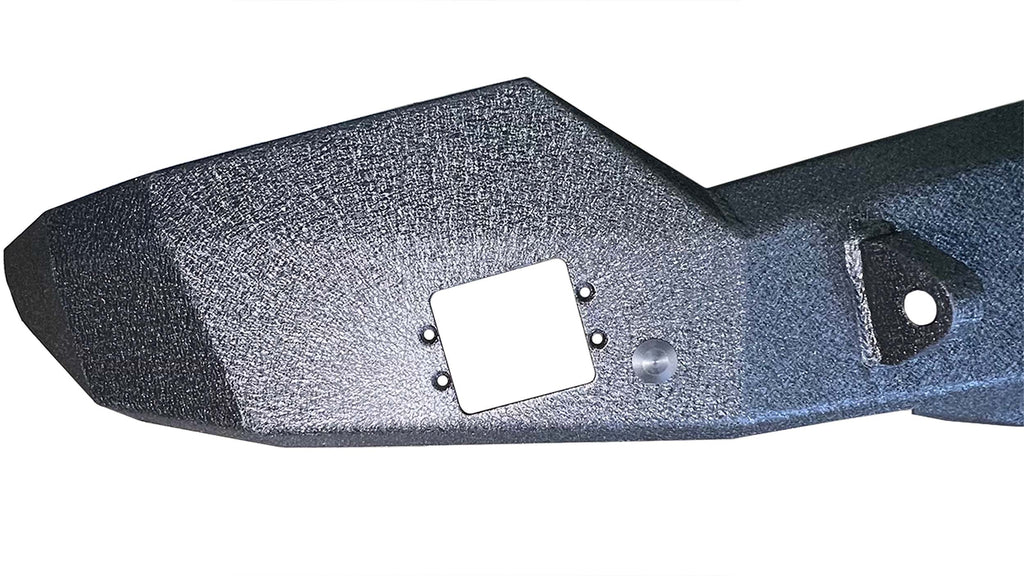 A raw steel rear bed mount designed for 2004-2012 Chevy Colorado and GMC Canyon, with a heavy-duty design and included support bracket for weld-on installation