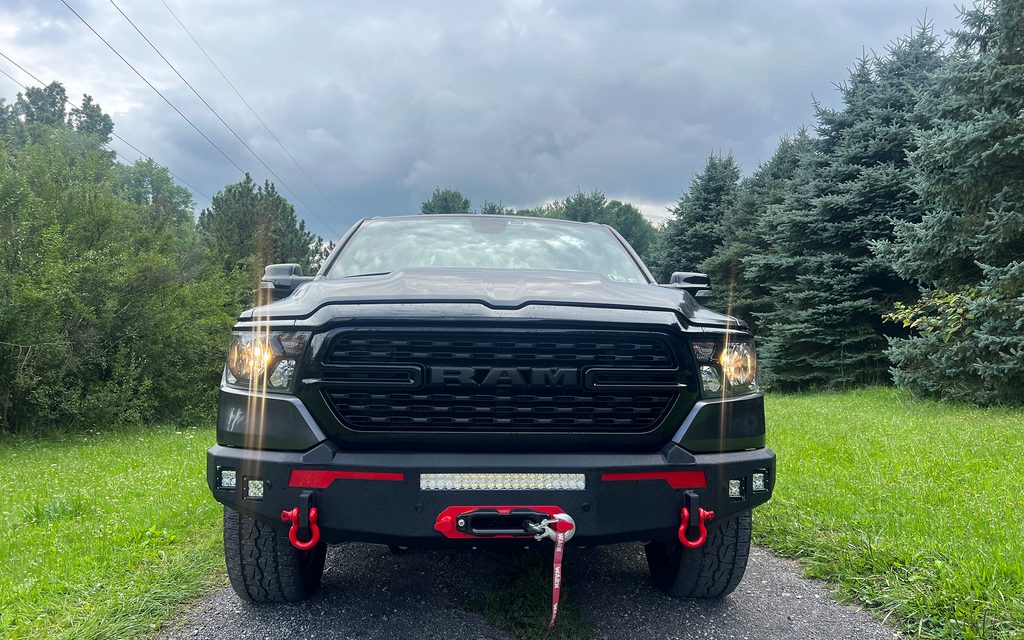 Front bumper with D-ring mounts showcasing their strength