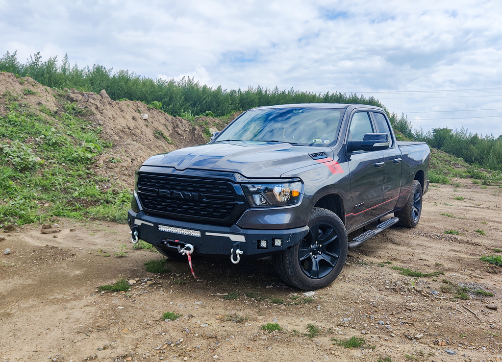 Slim fit design of the Pike Front Bumper on the Ram 1500