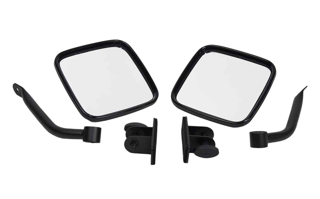 E-Z Detach Mirrors (pair) fits TJ & JK - 1997-18 - Black Textured Stainless