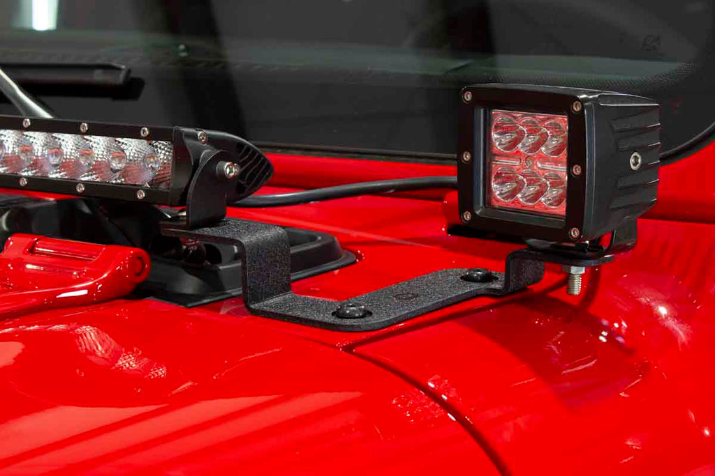 Cowl Light Brackets Fits ‘18 - Current JL Wrangler, Rubicon and Unlimited, ‘20 - Current JT Gladiator