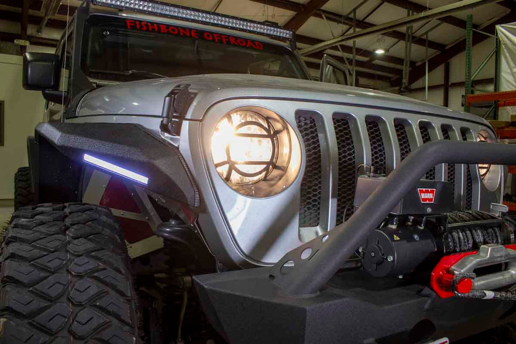 Fishbone Aluminum Headlight Guards Fits ‘18 - Current JL Wrangler, Rubicon and Unlimited, ‘20 - Current JT Gladiator