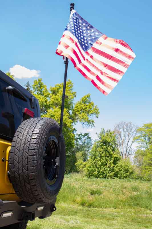 Fishbone Spare Tire Flag Mount Fits CJ-5, 7, and 8, YJ, TJ, JK, & JL Wranglers, Rubicon, & Unlimited