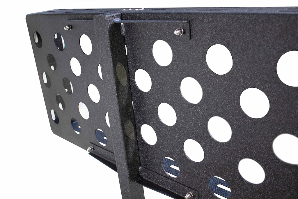 Close-up view of Fishbone Offroad's Universal Cargo Basket showcasing its durable two-stage powder coat.