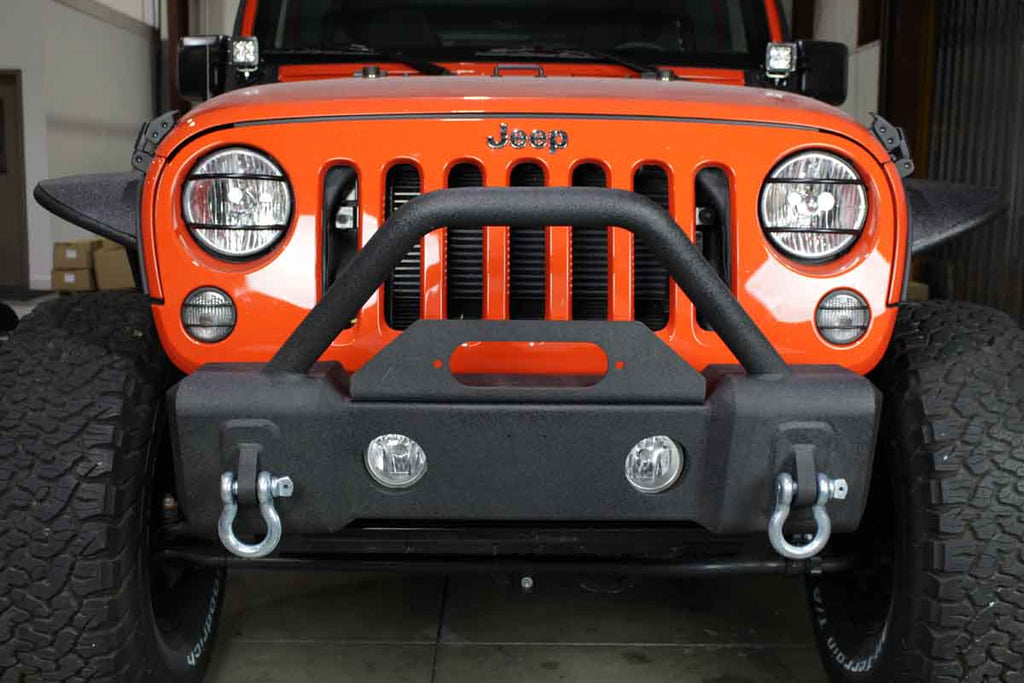 Fishbone Front Stubby Winch Bumper with Tube Guard Fits 2007 to 2018 JK Wrangler, Rubicon and Unlimited