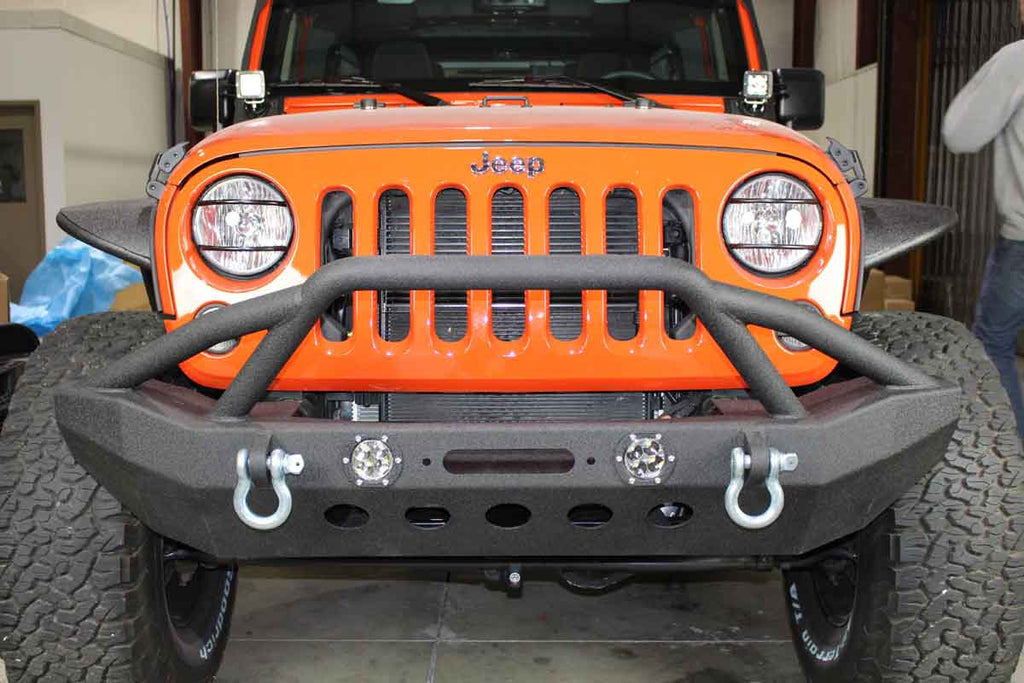 Fishbone Front Full Width Winch Bumper with LED's Fits 2007 to 2018 JK Wrangler, Rubicon and Unlimited