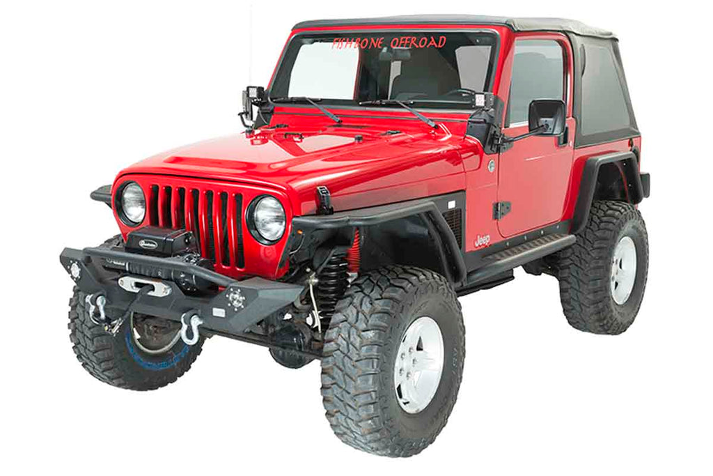 Fishbone Front Winch Bumper with LED's Fits 1987 to 2006 YJ and TJ Wrangler, Rubicon and Unlimited