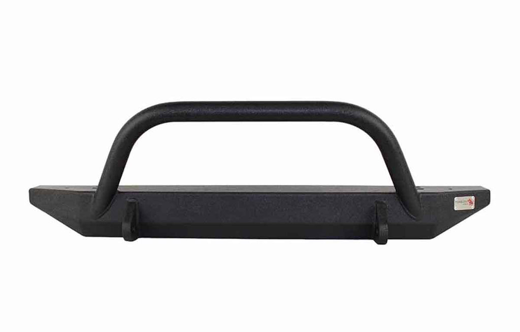 Fishbone Offroad Piranha Front Bumper with raised winch guard, crafted for the Jeep Wrangler TJ, displaying durability and modern design.