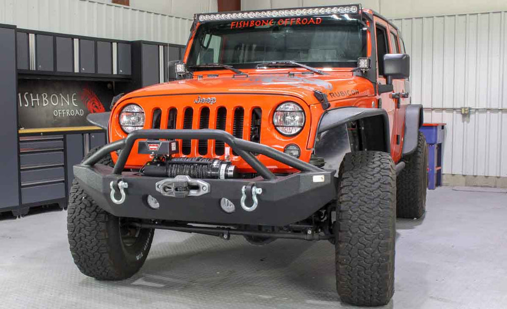 Fishbone Front Full Width Winch Bumper Fits 2007 to 2018 JK Wrangler, Rubicon and Unlimited