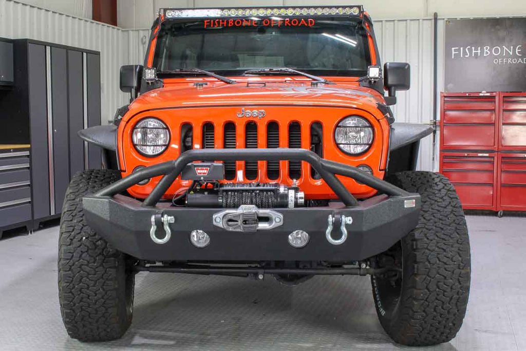 Fishbone Front Full Width Winch Bumper Fits 2007 to 2018 JK Wrangler, Rubicon and Unlimited