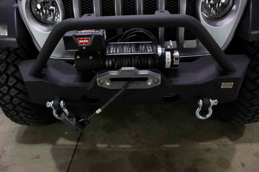 Fishbone Offroad Mako Front Bumper, tailored for Jeep Wrangler JL and Gladiator JT, combining robust protection with sleek design and functionality.