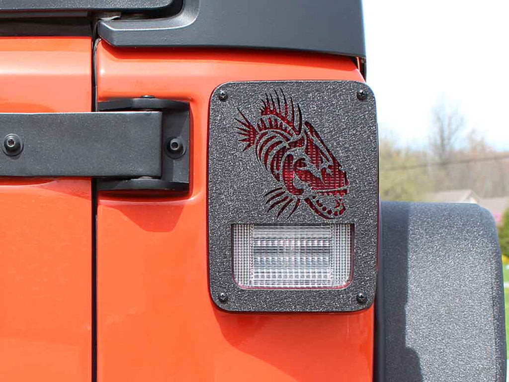 Fishbone Tail Light Covers Fits 2007 to 2018 JK Wrangler, Rubicon and Unlimited
