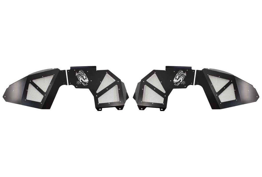 Fishbone Front JL Black Aluminum Inner Fenders - Legacy Model Fits 2018 to Current JL Wrangler, Rubicon and Unlimited, 2020 to Current JT Gladiator