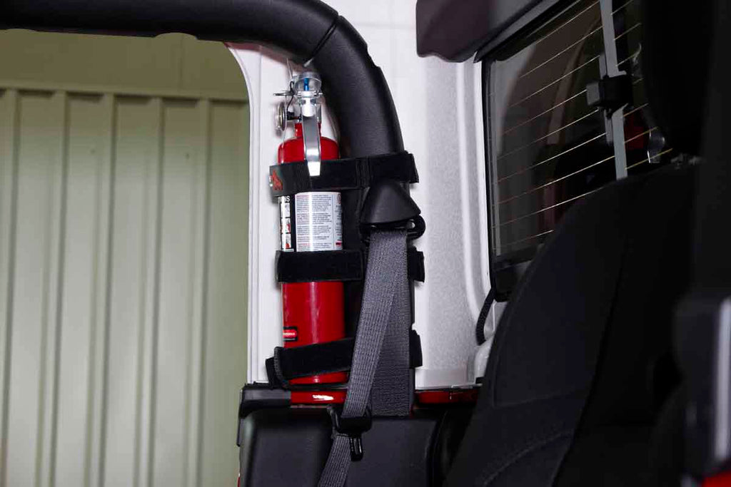 Fire Extinguisher Holder for Padded Roll Bar - Black