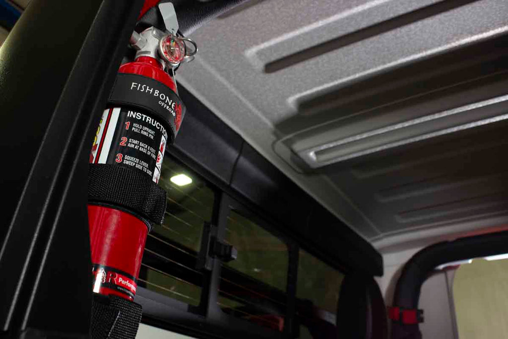 Fire Extinguisher Holder for Padded Roll Bar - Black