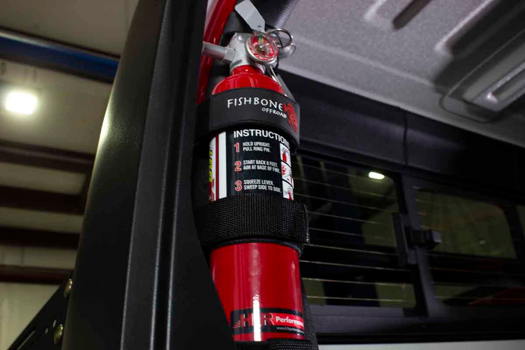 Fire Extinguisher Holder for Padded Roll Bar - Black