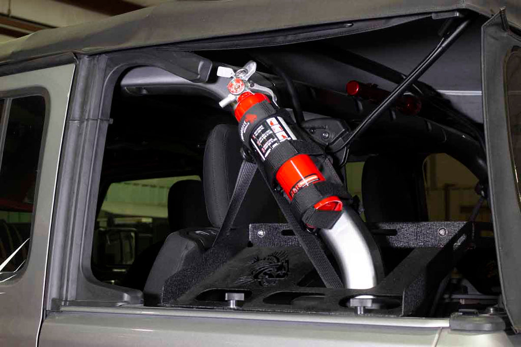 Fire Extinguisher Holder for Padded Roll Bar - Black