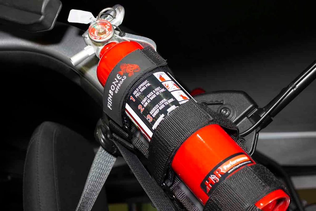 Fire Extinguisher Holder for Padded Roll Bar - Black