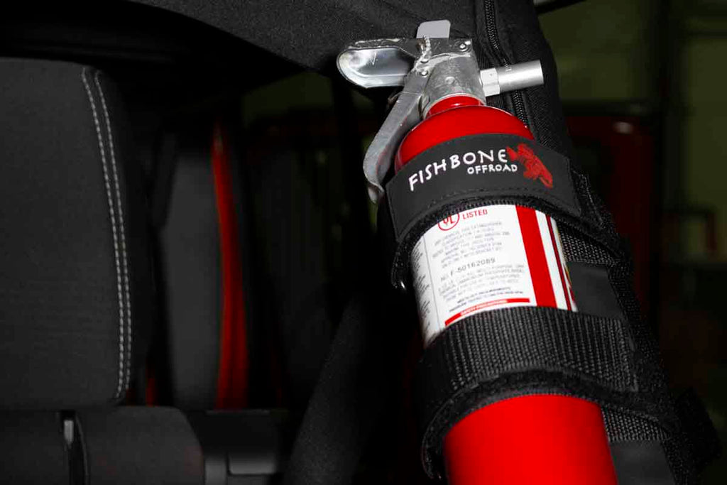 Fire Extinguisher Holder for Padded Roll Bar - Black