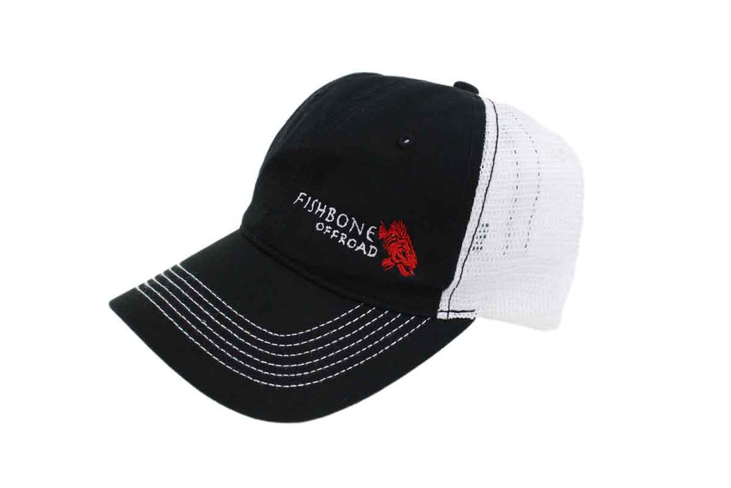 Fishbone Offroad Logo Mesh Baseball Cap - Black/White - Adjustable
