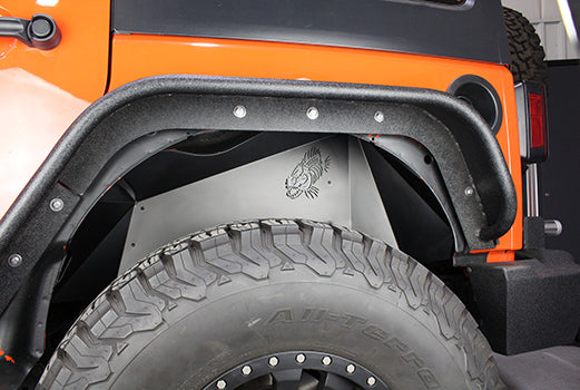 Fishbone Logo Aluminum Inner Fenders Fits 2007 to 2018 JK Wrangler, Rubicon and Unlimited